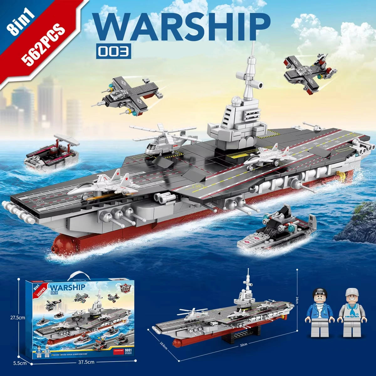 Military Warship Bricks No. 003 Fujian ship large aircraft carrier boy assembling toy gift