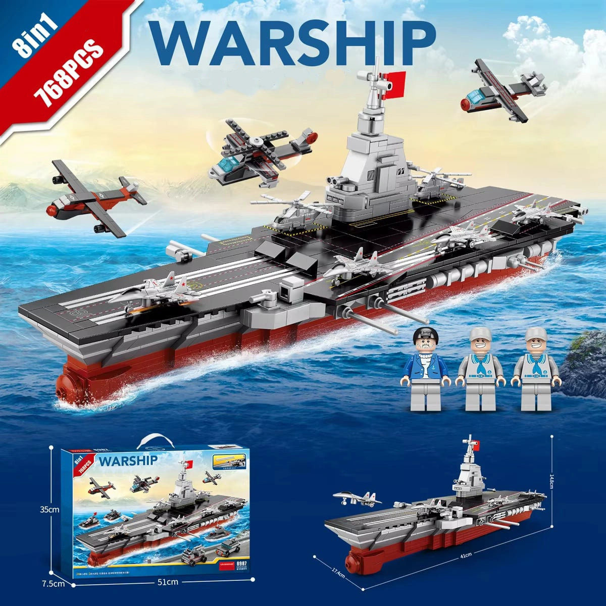 Military Warship Bricks No. 003 Fujian ship large aircraft carrier boy assembling toy gift