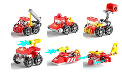 Mini Firefighting Truck 6 in 1 Building Blocks Playset for Kids 134 PCS