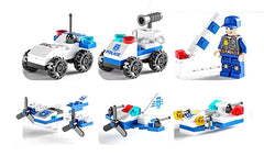 Mini Police Vehicle 6 in 1  Building Blocks Playset for Kids 137 PCS