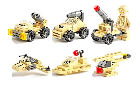 Mini Tank 6 in 1 Building Blocks Toy for Kids – Military Vehicle Set 123 PCS