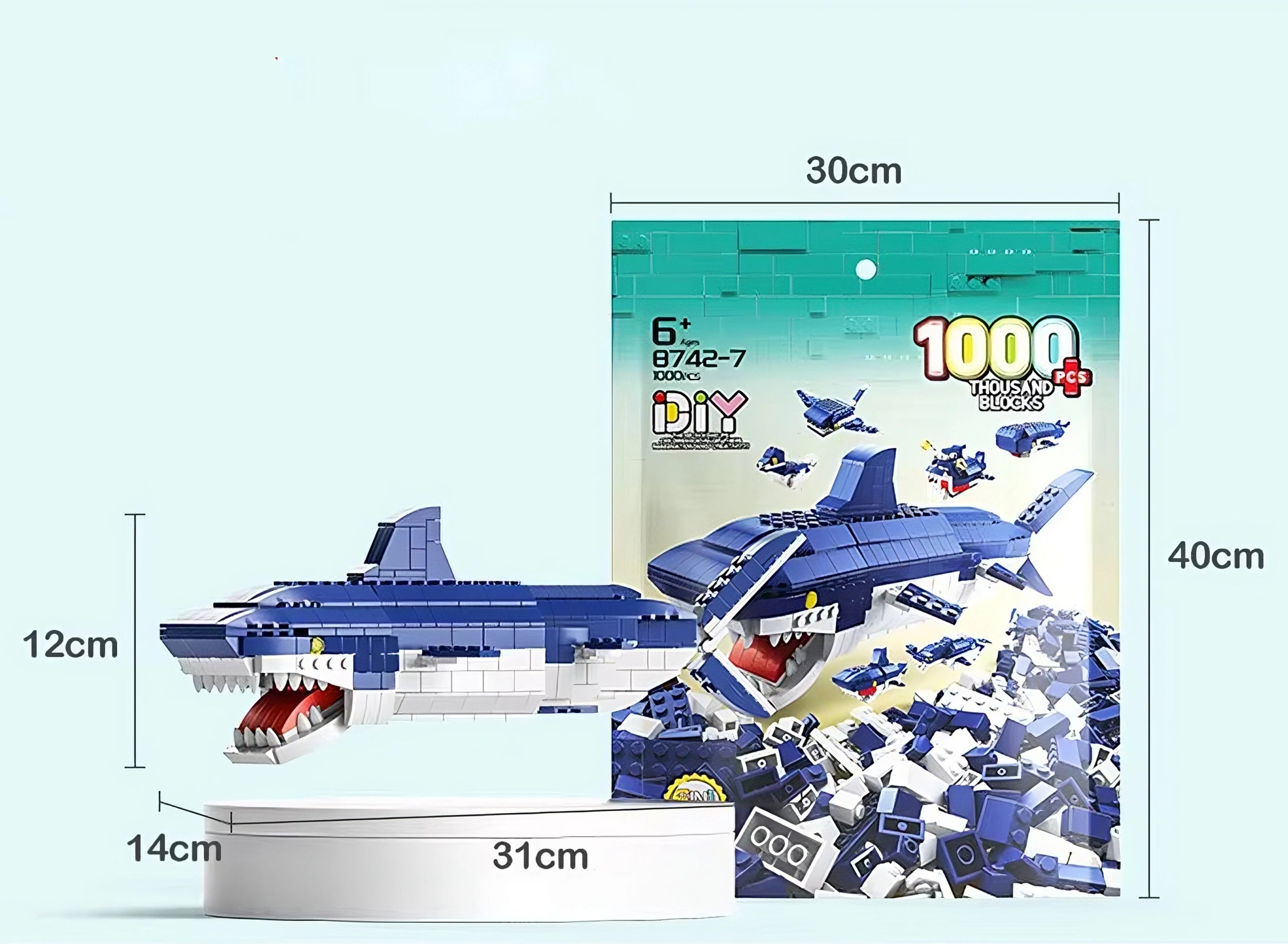 1000PCS Shark Building Blocks Set - Dive into Ocean Adventures!