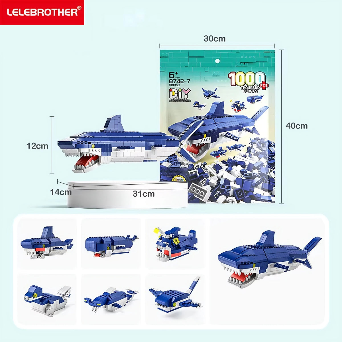 1000PCS Shark Building Blocks Set - Dive into Ocean Adventures!