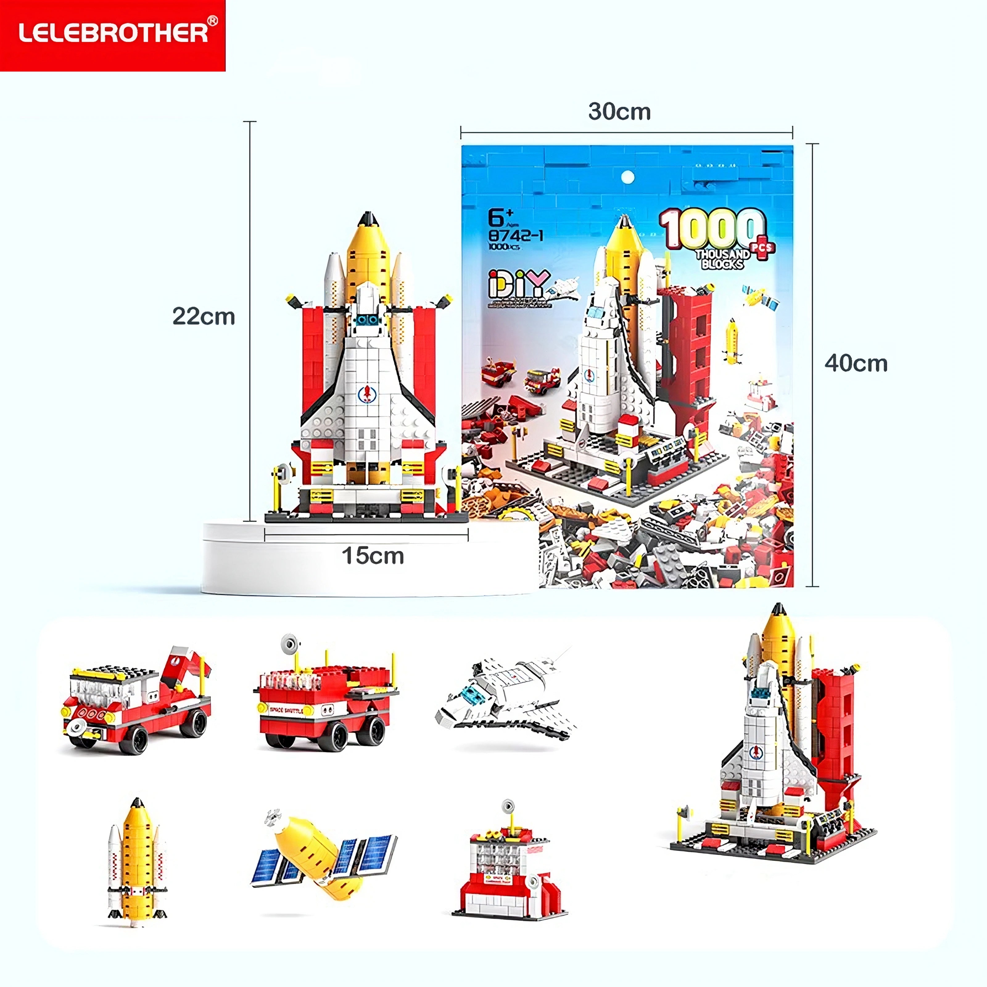 1000PCS Space Shuttle Building Blocks Rocket Model Construction DIY Toy Bag Packing