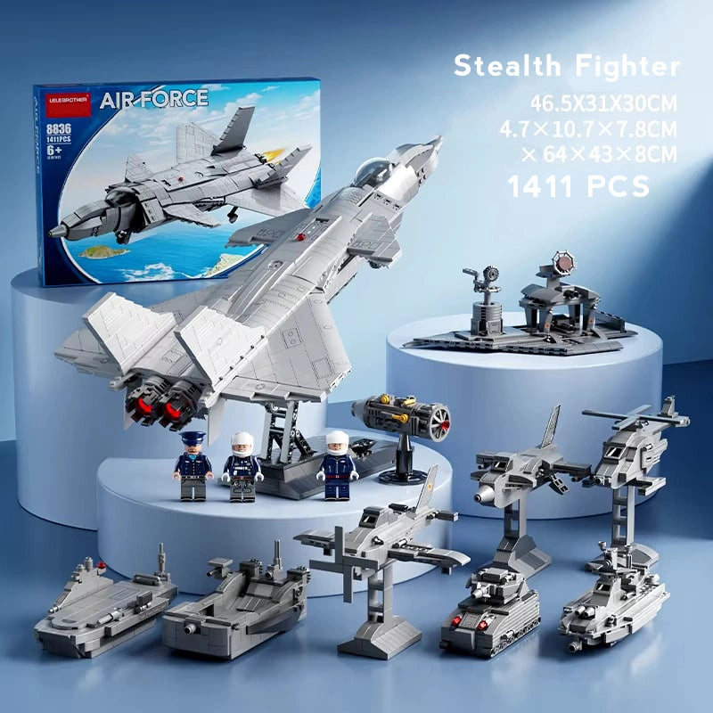 J-20 Stealth Fighter Jet Model Plastic Building Blocks Puzzle Assemble Children's Military Toys