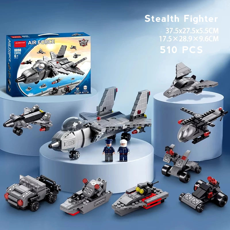 J-20 Stealth Fighter Jet Model Plastic Building Blocks Puzzle Assemble Children's Military Toys